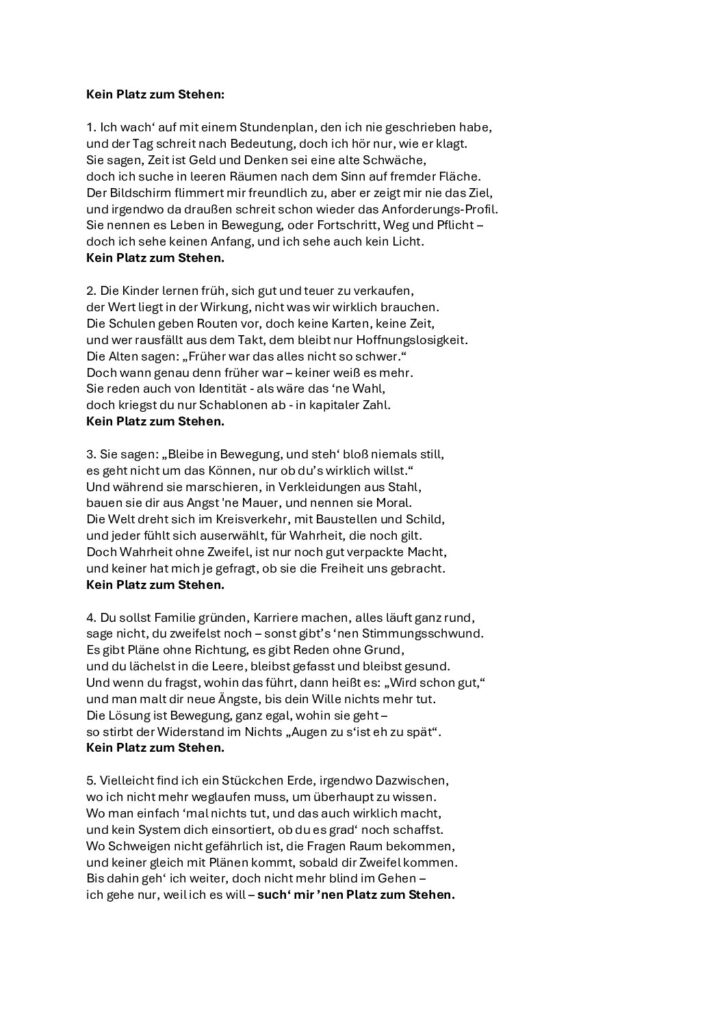 thumbnail of Ballade – Kein Platz zum Stehen