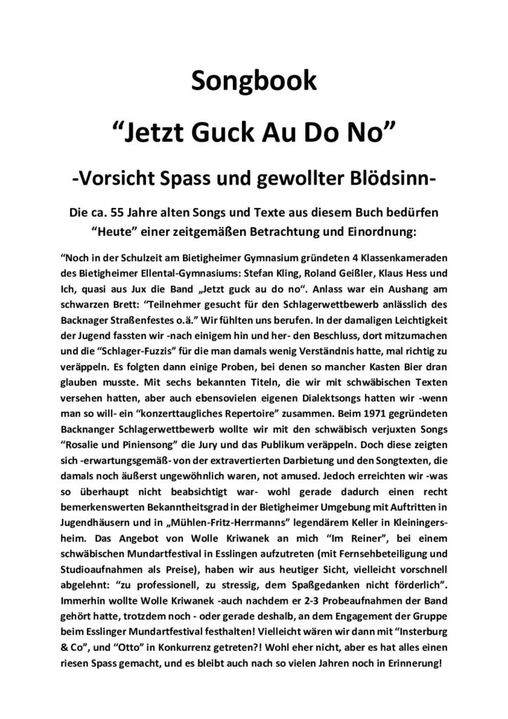 thumbnail of Jetzt guck au do no – Songbuch