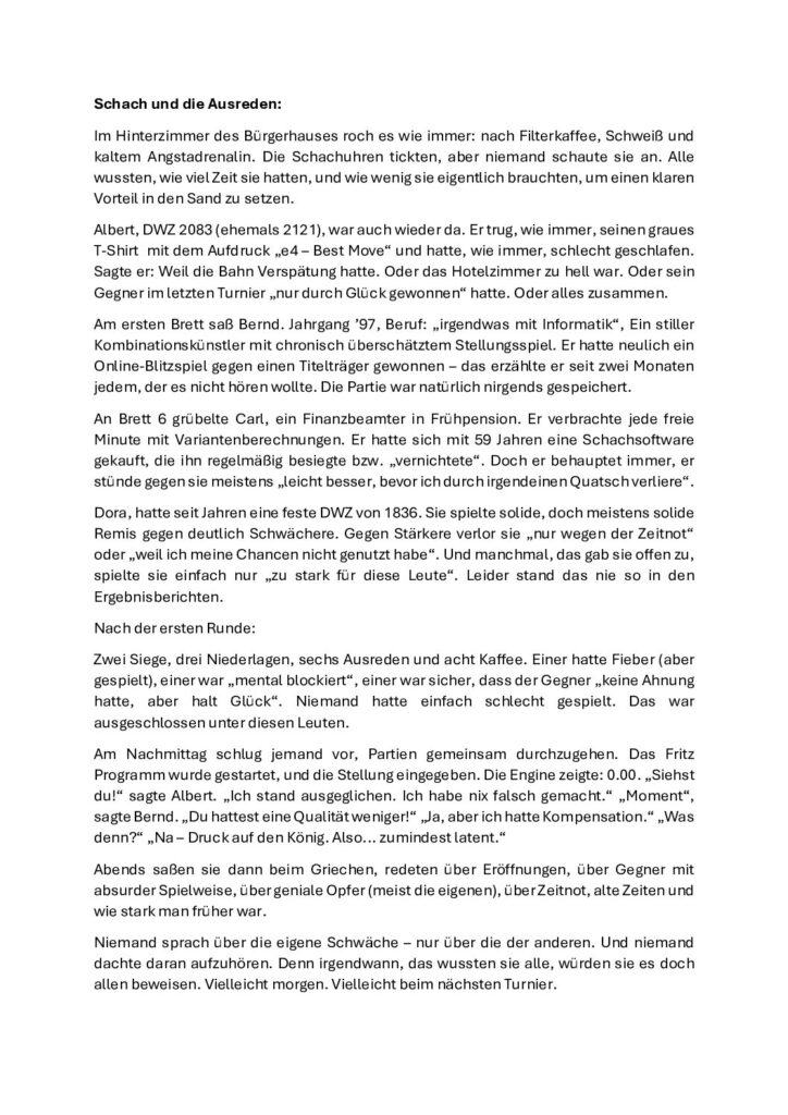 thumbnail of Schach und die Ausreden