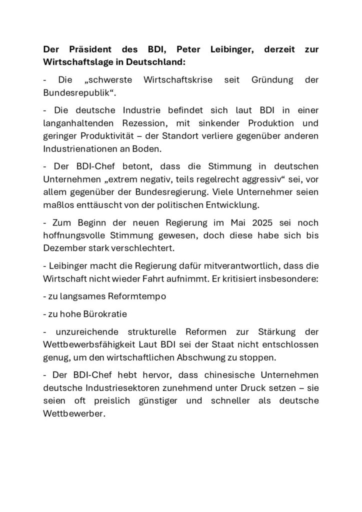 thumbnail of BDI-Präs. Peter Leibinger zur Wirtschaftslage