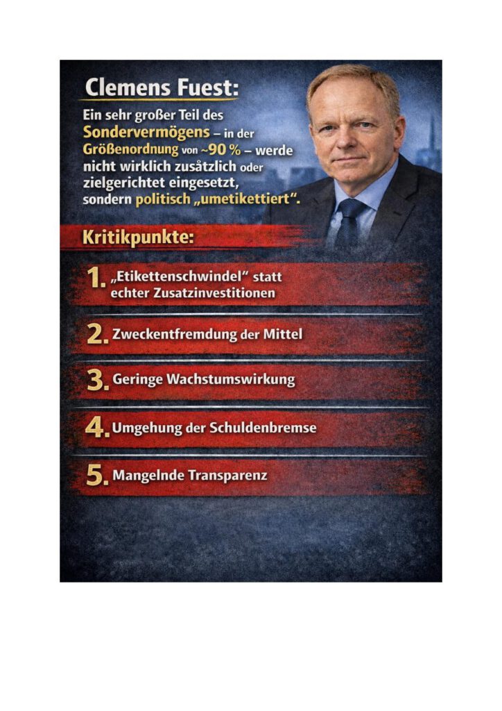 thumbnail of Clemens Fuest Kritik Zweckentfremdung des Sondervermögens